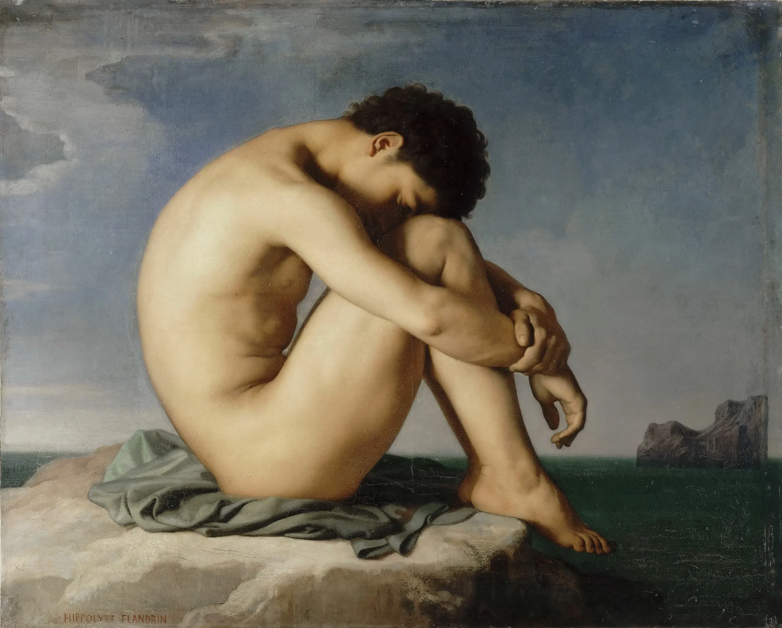 3840px Flandrin, Hippolyte (1805 1864) Jeune homme nu assis.. 1855 Louvre